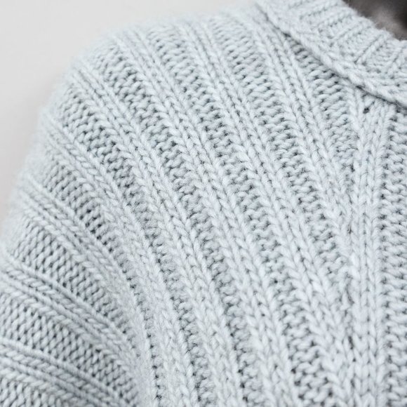 NWT Paul Smith Gray Blue Crewneck Chunky Sweater - Picture 3 of 12